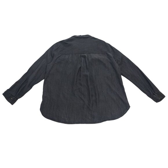 Jane + Delancey Womens Dark Gray Lyocell Button-Up Shirt With Chest Pockets (L) - Picture 2 of 8